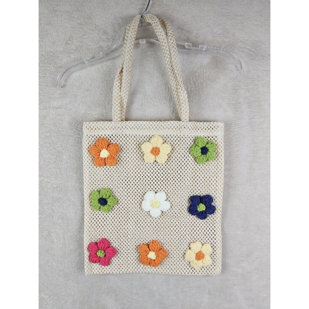 8 Other Reasons Multicolor Flowers Crochet Tote Shoulder Handbag